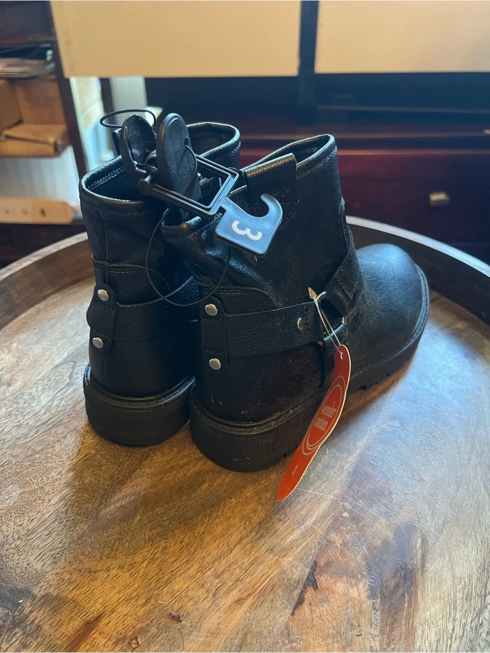 wonder nation Black Kids Ankle Boots with Buckle Strap